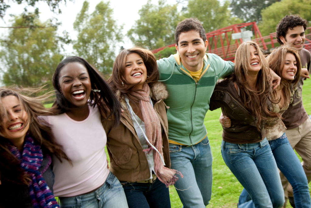 students using outdoor app activties